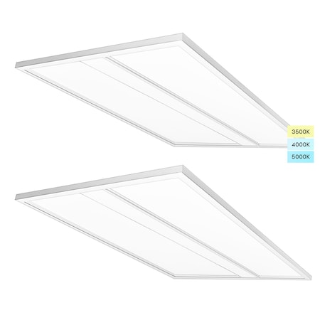 Luxrite 2x4 FT Troffer LED Panel Lights 3CCT 3500K-5000K 30/40/50W Up to 5500LM 0-10V Dimmable DLC UL, 2PK LR25707-2PK